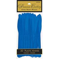 Premium Heavy Weight Plastic Knives | Bright Royal Blue | Pack of 20 | Party Supply