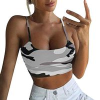 Jophufed Crop Tops for Womens Summer Sexy Casual Deep U Neck Short Tee Vest Tank Gray