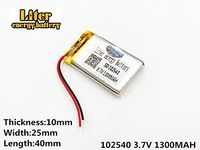 3.7V 1300mAh 102540 Lithium Polymer Ion Rechargeable Battery Lithium Polymer Li-Po Battery for MP4 GPS MP3 Bluetooth Stereo DIY Gift