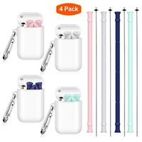 Lalafancy Reusable Silicone Collapsible Straws, 4 Pack Food-Grade Folding Drinking Straw Keychain Portable Set with Carrying Case and Cleaning Brush