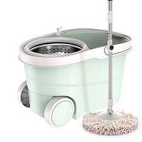 Xiaochongshan Mop bucket set，Mop bucket set，Wheel Spin Mop And Stainless Steel Space Saving Rotating Bucket Set With Drain Hole (Color : A, Size : 46x28x26cm)