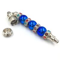Creative Gemstone Inlaid Pipe,Portable Filter Metal Pipe, Pipe spiriter's Spiritual Paradise（Blue）
