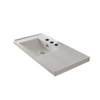 Scarabeo 3008-Three Hole ML Rectangular Ceramic Self Rimming/Wall Mounted Bathroom Sink, White