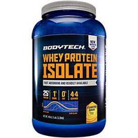 BodyTech Whey Protein Isolate Powder with 25 Grams of Protein per Serving BCAA's Ideal for PostWorkout Muscle Building Growth, Contains Milk Soy Strawberry Banana (3 Pound)