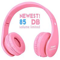 Newest! Kid Bluetooth Wireless Headphones Safe 85db Volume Limited, Long Lasting Playing, Foldable Stereo Over-Ear Headset Build-in Mic, Wired/Wireless Headphones for PC Tablet Kindle (Pink)