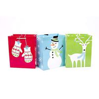Hallmark 9" Medium Holiday Gift Bags (Pack of 3: Mittens, Snowman, Reindeer) for Christmas, Hanukkah, Birthdays and More