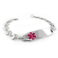 My Identity Doctor - Pre-Engraved & Customized Women's Dementia Medical ID Bracelet, Heart Chain Purple