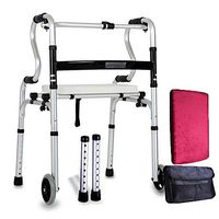 LBYMYB Light Folding Walker Four-Legged Elderly Assisted Walking (with 2 Wheel Dual-use + Seat Plate) Aluminum Walker Wheelchair