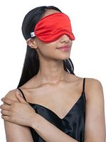 MYK Silk Sleeping Eyemask, Filled with Pure Mulberry Silk, Napping Blindfold, for Sleeping, Travel Eye Mask, with Adjustable Strap for Comfort, Red