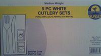 5pc White Cutlery Set (Fork, Knife, Salt, Pepper and Napkin)