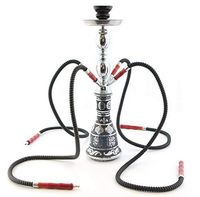 GStar 18" 4 Hose Hookah Shisha Complete Set - Metallic Da Vinci Glass Vase (Scientia Black)