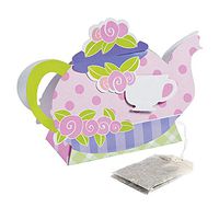 Fun Express - Tea Party Die Cut Treat Box (8pc) for Birthday - Party Supplies - Containers & Boxes - Paper Boxes - Birthday - 8 Pieces