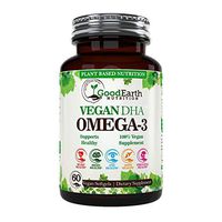 Vegan Omega 3 - Potent Plant Based Algal DHA derived from Marine Algae - Better than Fish Oil - 60 Veggie Softgels - Supports Brain, Heart, Joints & Prenatal Health - Essential Fatty Acids Supplements