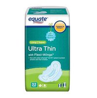 Equate Ultra Thin Pads Long Super with Wings, 32 count