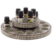 MyGift 2-Tier Rustic Torched Wood Rotating Essential Oils Display Rack