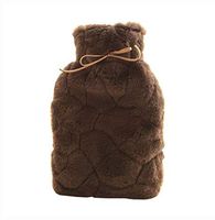 Rubber Water Bottle with Soft Fleece Cover for Hot or Cold Therapy, Brown