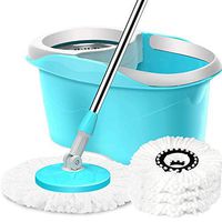 Broom and Dustpan With Long Handle Telescopic Upri Microfibre Space Saving Extendable Handle Mopping Artifact Dual Drive Stainless Steel Disc Spinning Mop Hardwood Floor Living Room Bathroom Clean Too
