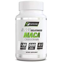 Herbolab Maca Concentrate 1:6, Black & Purple Low-Temp Gelatinized Maca Root 100% Pure Organic Vegan, 120x500mg, Potent Energizer (AKA Lepidium meyenii, Peruvian Ginseng)