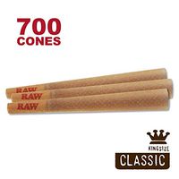 RAW 700 Classic King Size Cones - W Gallery Scoop Sticker - Discreet Box - Pure Hemp 109mm Pre Rolled Cones - 26mm Filter Tips - Natural Brown Unbleached Unrefined Rolling Papers - Bulk Pack Bundle