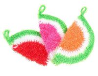 Acrylic Dish Scrubber for Dishwashing Multi-use Non-scratch Net Cloth Scrubber Sponge Set of 2 (Watermelon)