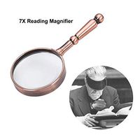 Magnifying Glass 7X Handheld Reading Magnifier - 75MM Magnifying Lens with High-Quality Bronze Metal Handle for Books, Newspapers, Maps, Coins, Jewelry, Hobbies & Crafts