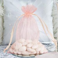Efavormart 50PCS Blush Organza Gift Bag Drawstring Pouch Wedding Favors Bridal Shower Treat Jewelry Bags - 5"x7"