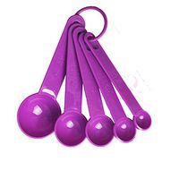 Jia Jia Trade 10set/pack of Plastic Measuring Spoons Set Plastic Engraved Measuring Spoons with plastic Ring Holder for Measuring Dry and Liquid Ingredients (Purple-Pack-10)