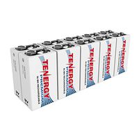 Tenergy Premium 9V Batteries Rechargeable High Drain 250mAh NiMH 9V Square Battery for Smoke Alarm/Detector, 10 Pack