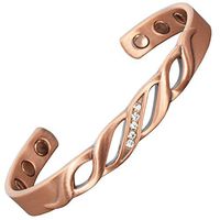 Holistic Magnets® Copper Bracelet for Women Arthritis Tendonitis Joint Wrist Bio Magnetic Bracelet Solid Copper Bangle with CZ Gemstones (LD)-Lady Diamante (M: Wrist 6.5-7.6 inch)
