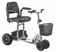 SupaScoota White Sport Model - Rugged but Lightweight Mobility Scooter. Breaks Down and Folds. 10 Inch Rear Tires. 275 Pound Weight Capacity. Range 8.5 miles.