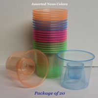 Plastic Power Bomber Shot Cups or Jager Blaster Bomb Glasses (20 Pack, Assorted Neon - Soft Plastic)