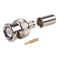 [4 CONNECTORS] BNC Male Coax Connector for 50 Ohm RG8U, RG-213, Belden 9913 and Times Microwave LMR-400 Coaxial Antenna RF Cable - Coaxial Cable Crimp Connector