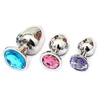 WENWING 3 Pcs Metal Crystal Round Shaped Base Amal Plug for Couples Shower Enema Six Toys