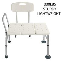 330Lbs Sturdy & Lightweight Aluminum Frame Folding 10 Height Shower Stool Seat Bathroom Transfer Bench Medical Chair with Removable Backrest - White (28.7 x 8.27 x 17)" (L x W x H)