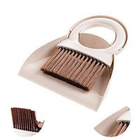Dustpan and Brush Set, Multi-Functional Cleaning Tool/Mini Sweeper with Hand Broom Brush, Dust Pan for Home Kitchen Bathroom Desk Keyboard Car Pet Sweeping Dusting, Circle Handle (White, 2-Piece)