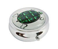 Halulu Turtle Custom Fashion Round Glass Pill Case 2.1 Inch Tablet Holder Storage Bag Wallet