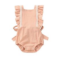 MINGLIFE Baby Clothing,Summer Newborn Baby Girls Solid Color Outfits Infant Sleeveless Romper Jumpsuit Clothes for 6-24 Months (90, Pink)