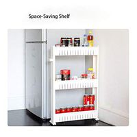 Naiflowers 3-Tier Mobile Shelf Kitchen Storage Rack Shelves Bathroom Stand Organizer Laundry Cart Home Decor Bookshelf Collectibles Display Bookshelves for Kitchen, Living Room, Bathroom (White)