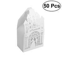 50PCS Hollow Die-Cut Castle Favor Boxes Wedding Candy Boxes Wedding Gift Boxes - White