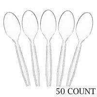 Plasticpro Clear Plastic Tea Spoons Disposable Cutlery Utensils 50 Count