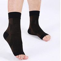 Fine Ankle Brace Support Sleeve, Plantar Fasciitis Compression Socks, Relieve Achilles Tendonitis,Joint Pain, Sprained Ankle, Faster Injury Recovery for Walking, Running Sports (Brown, L)