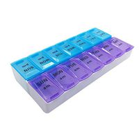 Supvox Weekly Pill Box Organizer Portable Medicine Case with 14 Compartments 7Day AM/PM