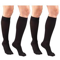 Truform Women's Fit Compression Socks, Rib Knit Pattern, 15-20 mmHg, Black, Medium (Pack of 2)
