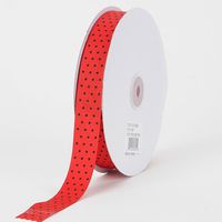 Red with Black Dots Grosgrain Ribbon Swiss Dot 5/8 inch 50 Yards