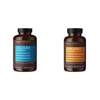 Amazon Elements Calcium Complex with Vitamin D, 250 mg Calcium per Serving (3 Capsules), Vegan, 195 Capsules & Turmeric Complex, 400mg Turmeric Curcumin, 140mg Ginger, 10mg Black Pepper, 65 Capsules