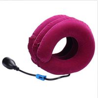 SoftWolf Inflatable Neck Traction Collar Adjustable Spine Alignment Pillow Relief Cervical Back Neck Pain (Rose)