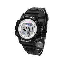 Fxbar,Fashion Waterproof Children Boys Digital LED Sports Watch Kids Alarm Date Watch Gift(Black)