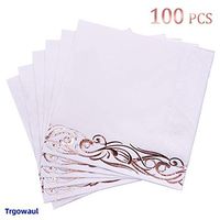 Trgowaul Rose Gold Napkins - 100-Pack Disposable Napkins with Rose Gold Delicate Pattern, 3-Ply, Wedding Party Supplies, Luncheon Size Folded 6.5 x 6.5 Inches