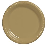 Creative Converting Touch of Color 20 Count Plastic Banquet Plates, Glittering Gold