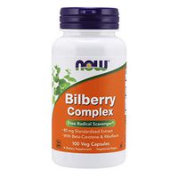 NOW Supplements, Bilberry (Vaccinium myrtillus)Complex 80 mg with Beta-Carotene & Riboflavin, 100 Veg Capsules